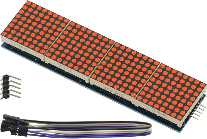 GODIYMODULES MAX7219 Led Matrix Panel Dot Matrix Module 32x8 4 in 1 LED Display Modules Drive with 5Pin Wires for Arduino Raspberry Pi - Image 1
